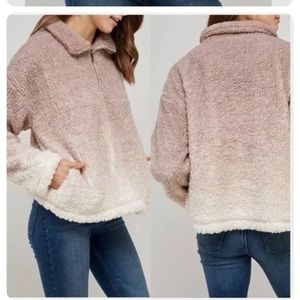 Like New Thread & Supply Mauve Ombre Half zip Sherpa Pullover Super Soft & warm